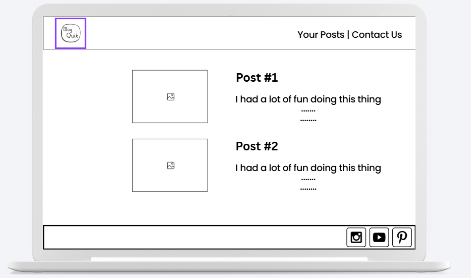 A Wireframe for a Blog Posting Website